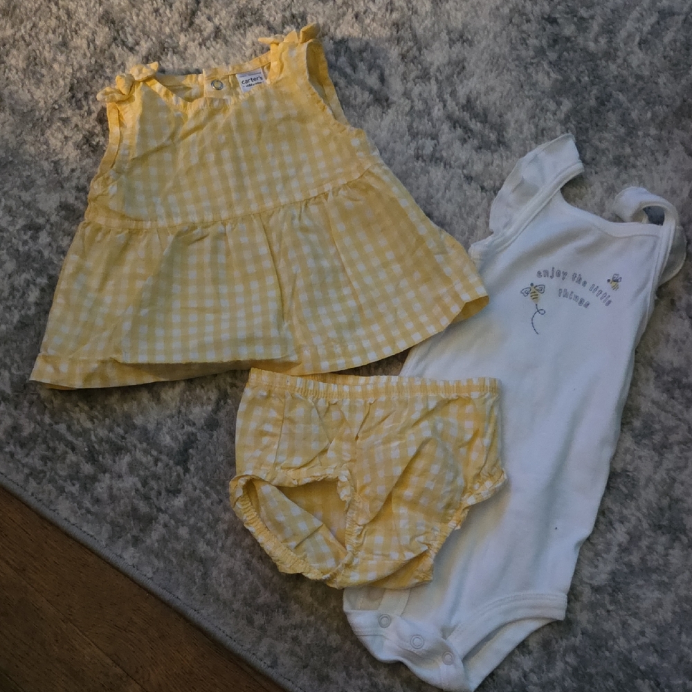 Carter's Yellow Gingham Diaper Cover Set